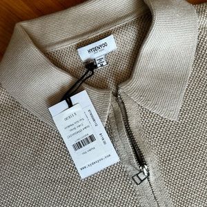 Hyden Yoo NWT short sleeve quarter zip loose knit sweater shirt